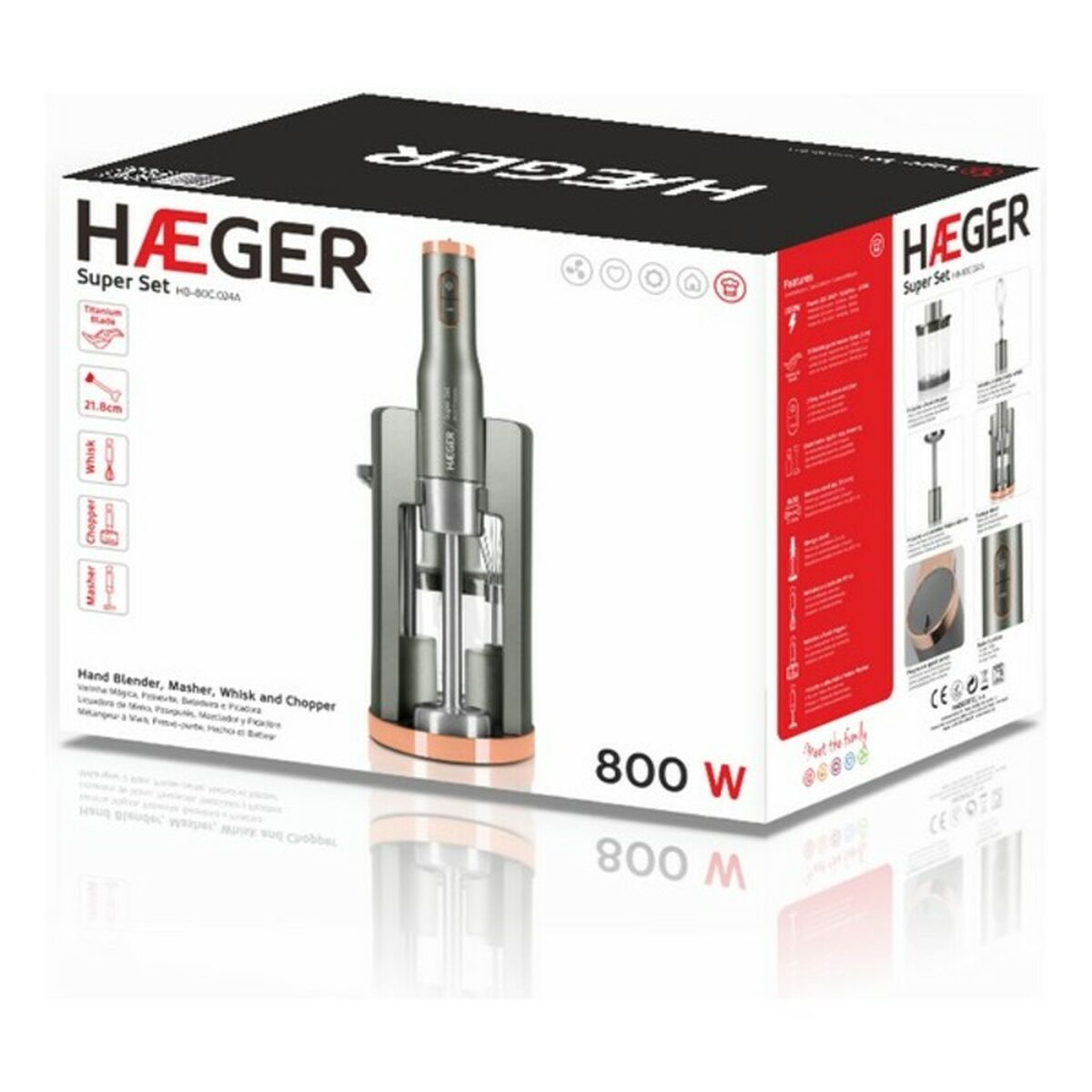 Multifunktionshåndmikser med Tilbehør Haeger HB-80C.024A Grå 800 W